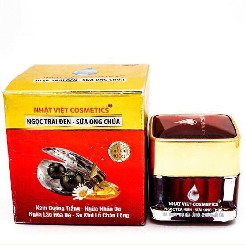 Kem dưỡng trắng - Ngừa nhăn da - Ngừa lão hóa - Se khít lỗ chân lông Ngọc trai đen - Sữa ong chúa Nhật Việt V14 20g (Đỏ - Vàng)