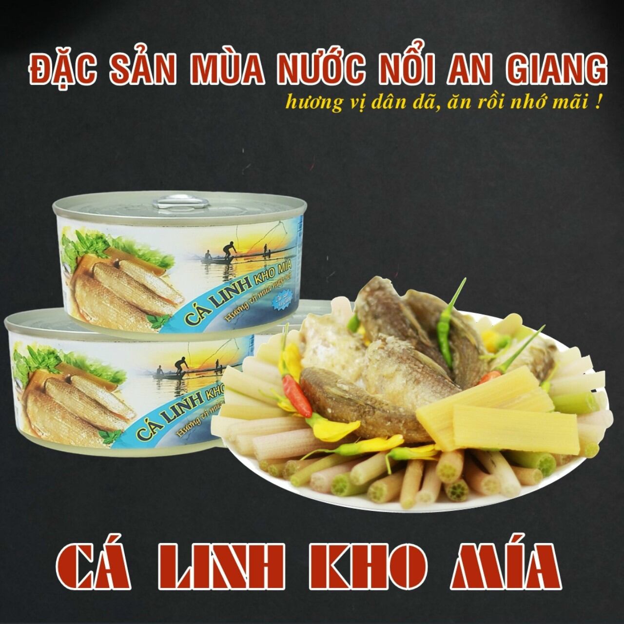 Cá Linh Kho Mía lon 210 gram (Đặc sản An Giang) - Date 04.2025