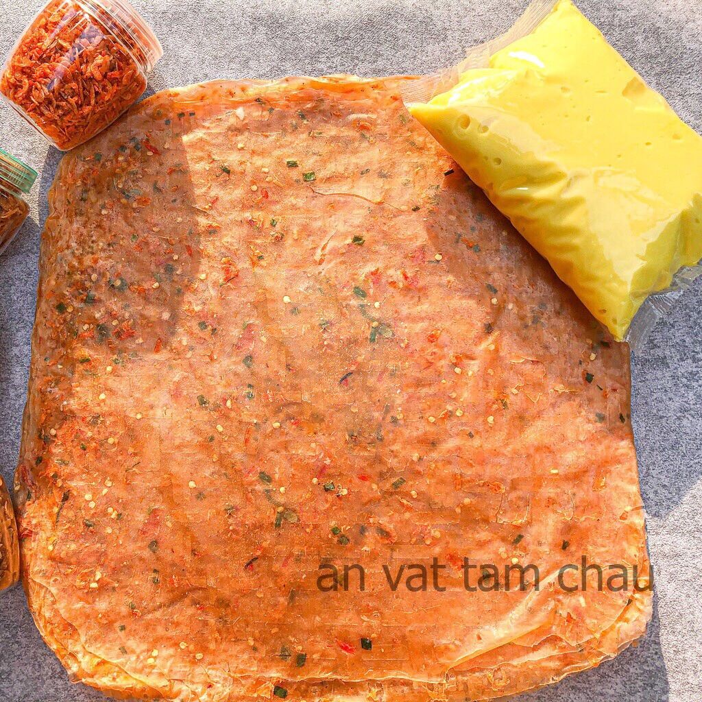 Combo 1kg bánh tráng dẻo đỏ tôm ớt phơi sương+ 500g bơ+ 500g muối tôm hành phi ruốc