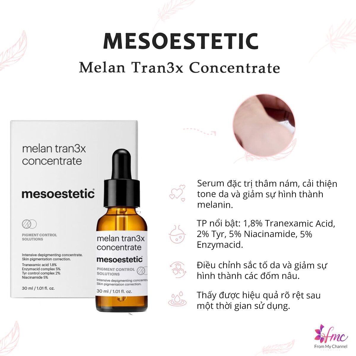 Serum giam nám trắng da Melan Tran 3x Concentrate