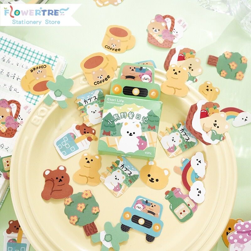 Hộp 45 sticker dán cute trang trí