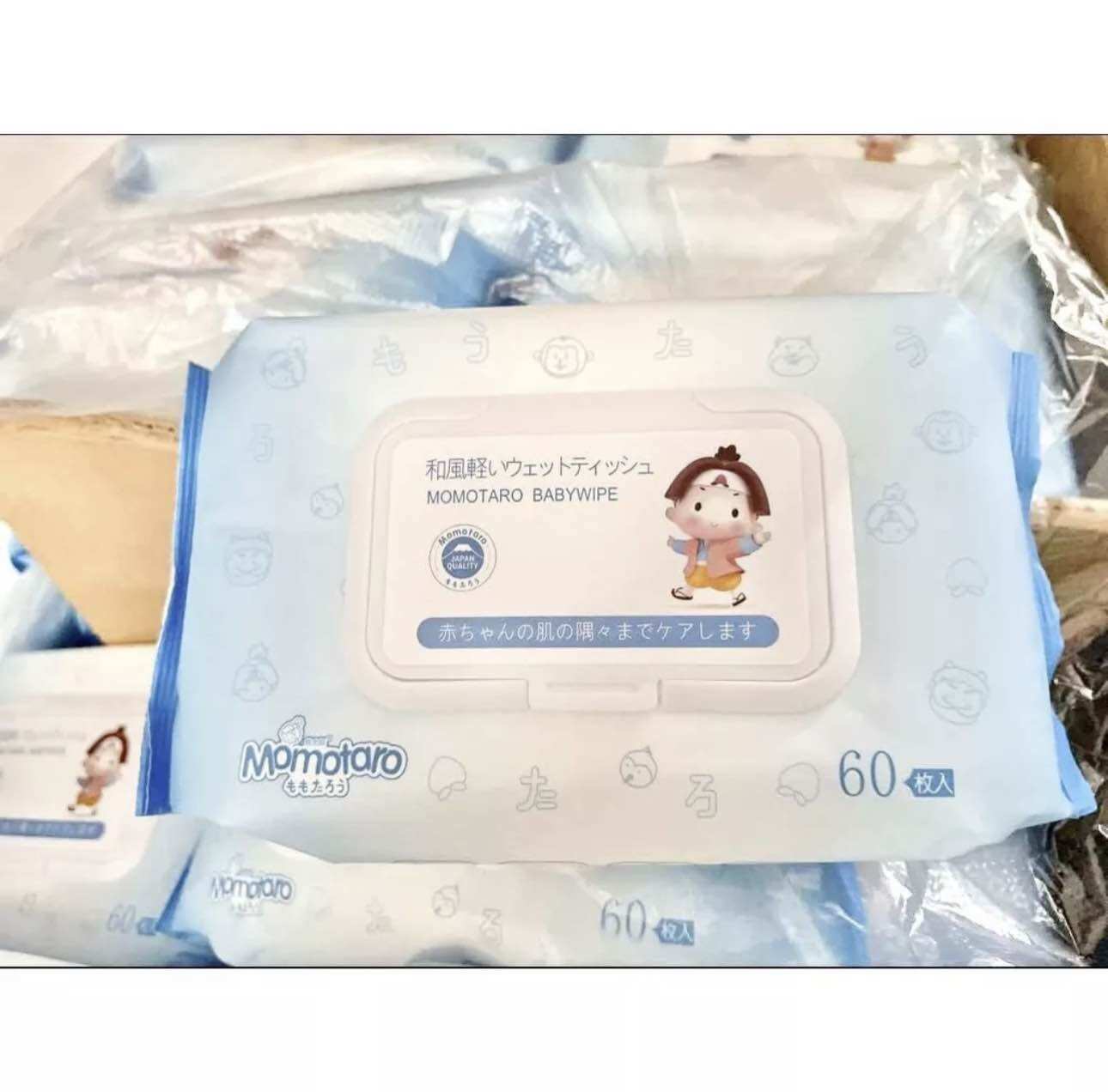 Khăn ướt/Giấy ướt không mùi MOMOTARO (1 bịch /60tờ rút)