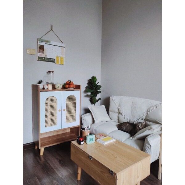 Tủ Để Giày Gỗ Cửa Mây Decor Kệ Đựng Dép Đa Năng