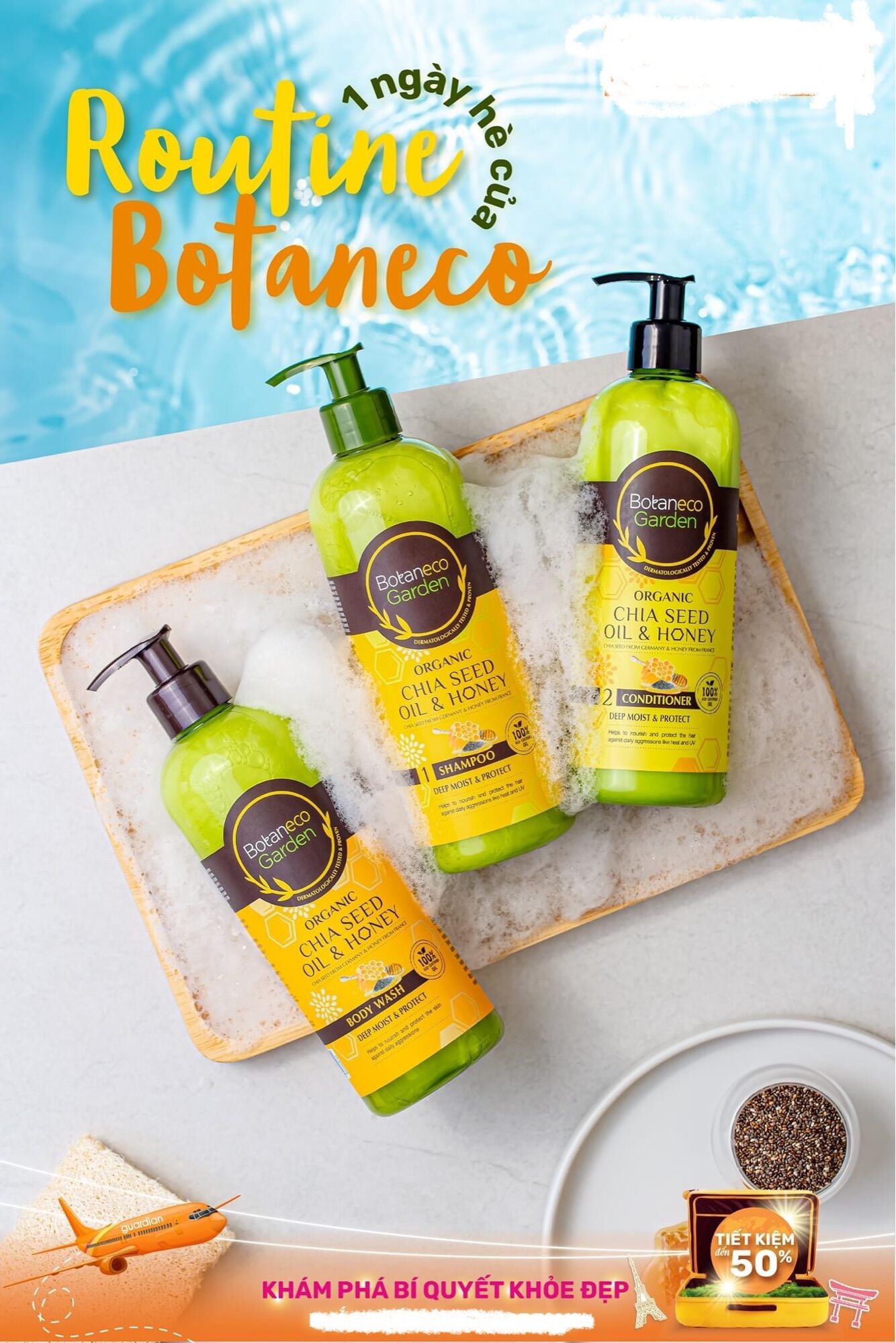Dầu gội thảo dược Botaneco Garden Chia Seed và Honey Malaysia 500ml