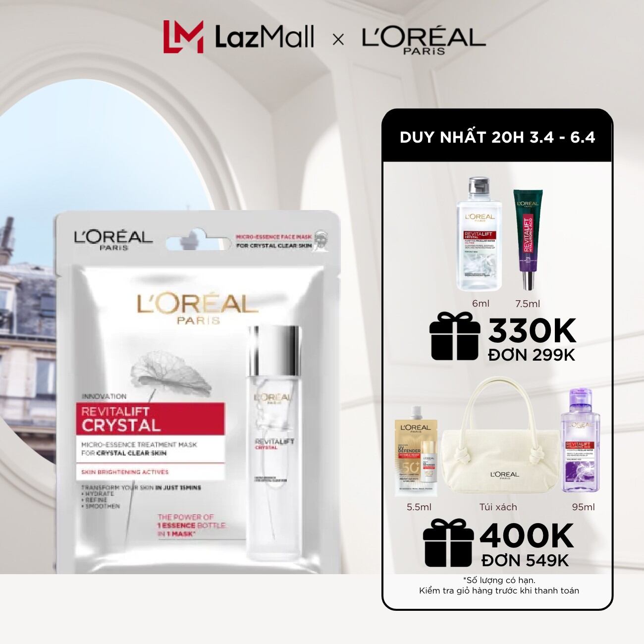 Mặt nạ dưỡng chất pha lê L'Oreal Paris Revitalift Crystal Micro-Essence
