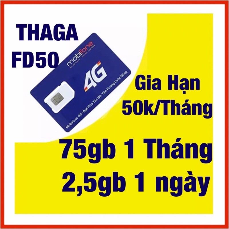 Bảng giá SIM MOBI FD50 75GB/THÁNG GIA HẠN 50K Phong Vũ