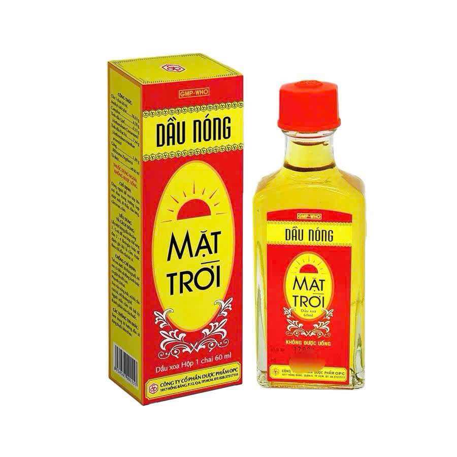 Dầu nóng Mặt Trời chai 60ml hỗ trợ nhức mỏi,tê thấp ,đau lưng,cảm