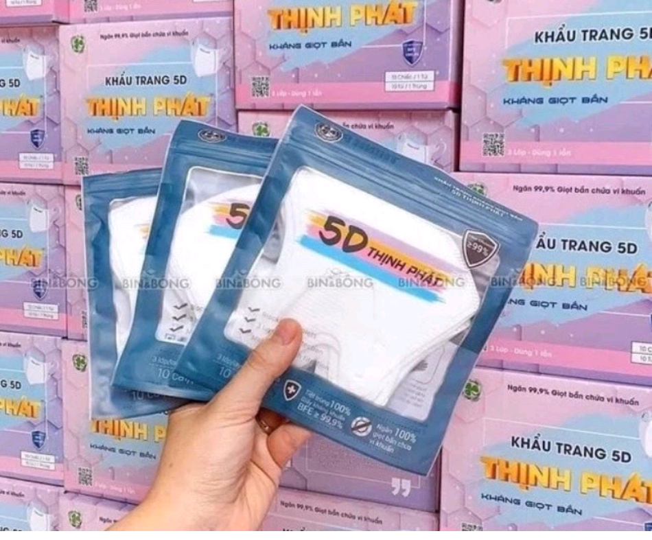 Khẩu trang 5D Thịnh Phát chính hãng 1hộp dành cho người lớn.
