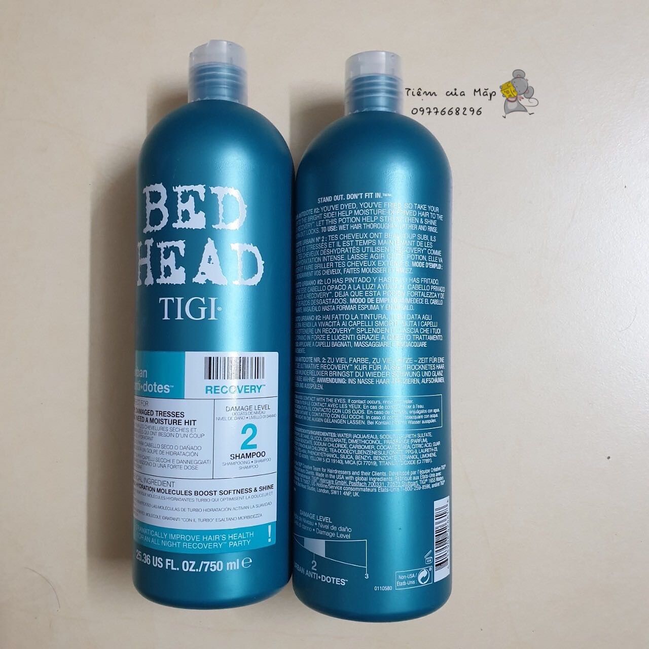 Tigi bed head xanh dương dầu gội và xả tái sinh resurrection level 2 750ml