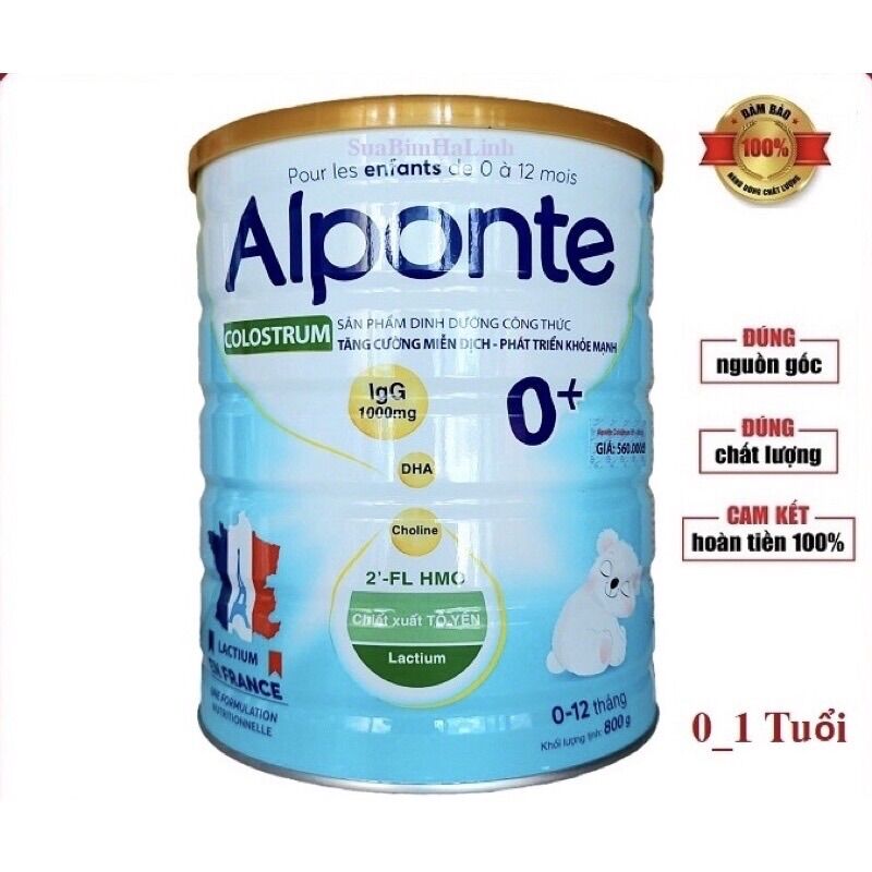 Sữa bột alponte colostrum số 0, 1, 2 800g