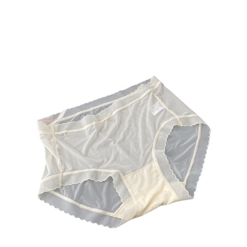 Quần Lót Lụa Lạnh Không Đường May Cạp Vừa Cho Nữ Lụa Tơ Tằm Cotton Kháng Khuẩn Gợi Cảm Ren Thuần Dục Nữ Mẫu Mới Loại Mỏng Mùa Hè