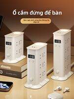 ZHONGZUO | Bảng Điều Khiển Đa Chức Năng Đứng Trên Bàn Nhiều Cổng USB Dây Điện Gia Đình Có Đèn Đêm