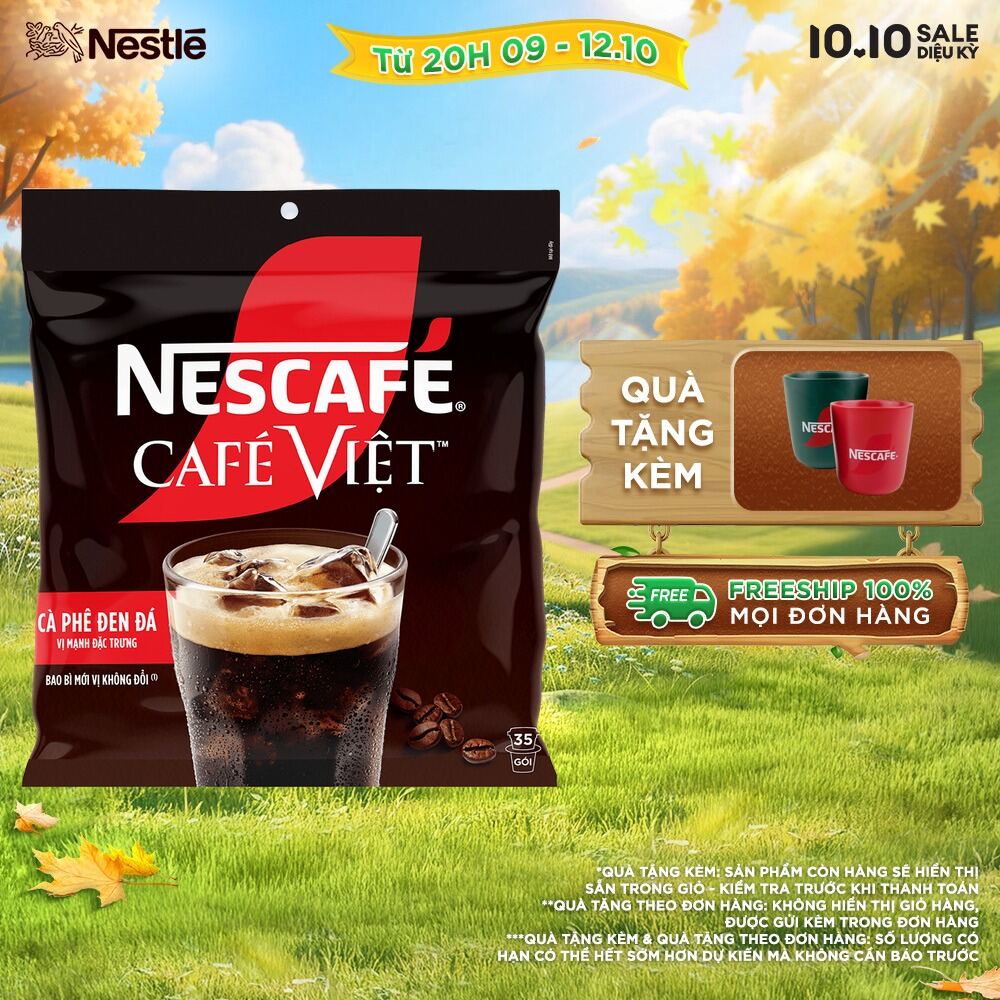 [ƯU ĐÃI THÁNG 10] Cà phê đen hòa tan NESCAFÉ CAFÉ VIệT (Túi 35 gói x 16g)
