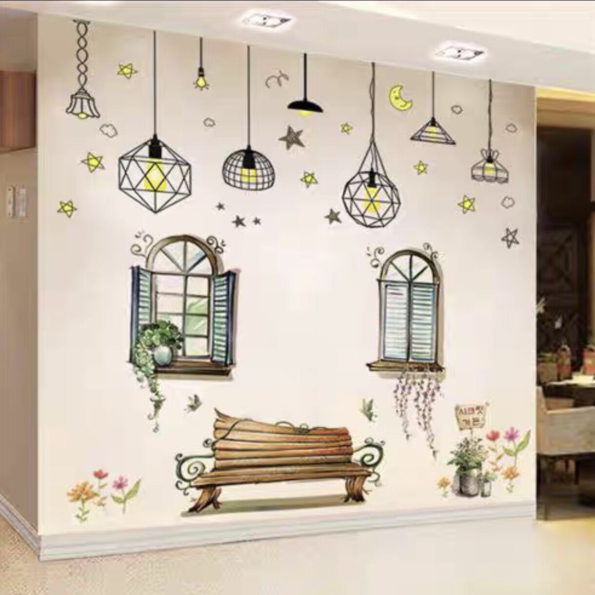 Tranh dán tường, Decal dán tường đèn và cửa sổ.