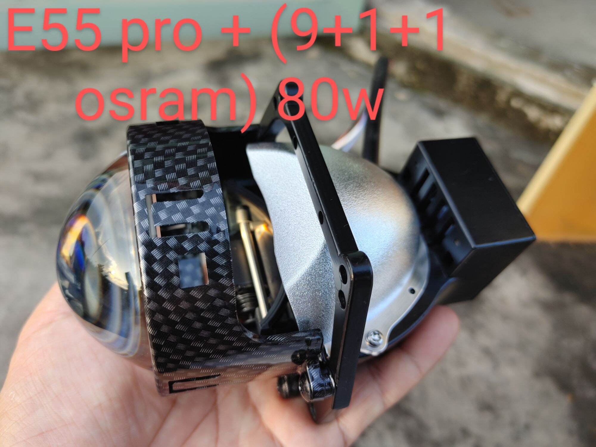 Bi cầu e55 pro + 3.0 ing 9+1+1 osram công suất 80w thực