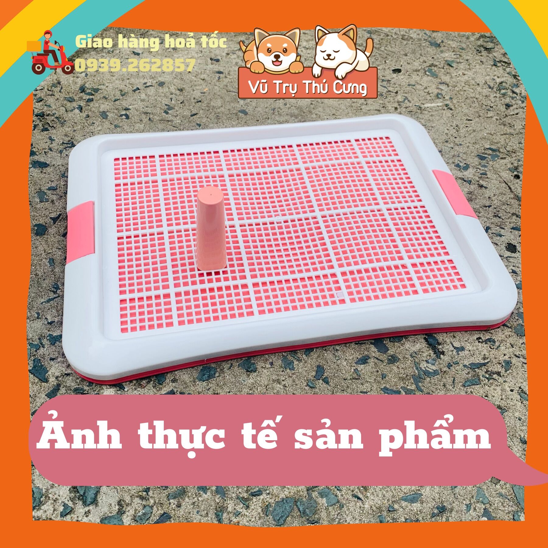 Khay vệ sinh cho chó có cọc tè, dễ dàng vệ sinh