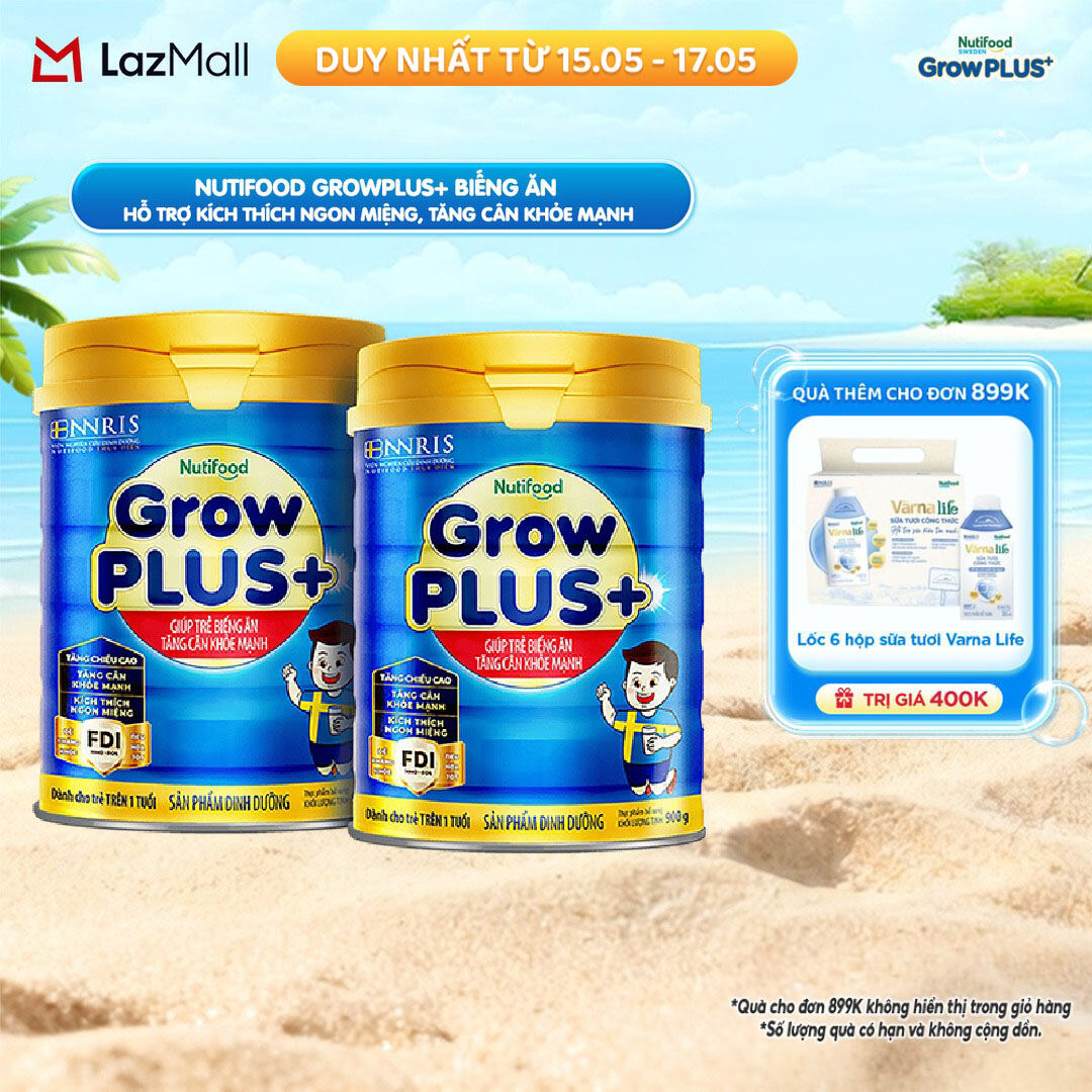 Combo 2 sữa bột GrowPLUS+ Biếng Ăn - Hỗ trợ kích thích ngon miệng, tăng cân khỏe mạnh  (Xanh) (2 lon x 900g)
