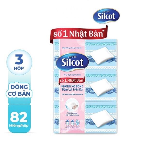 [Combo 3 hộp] Bông tẩy trang Silcot 82 miếng/hộp