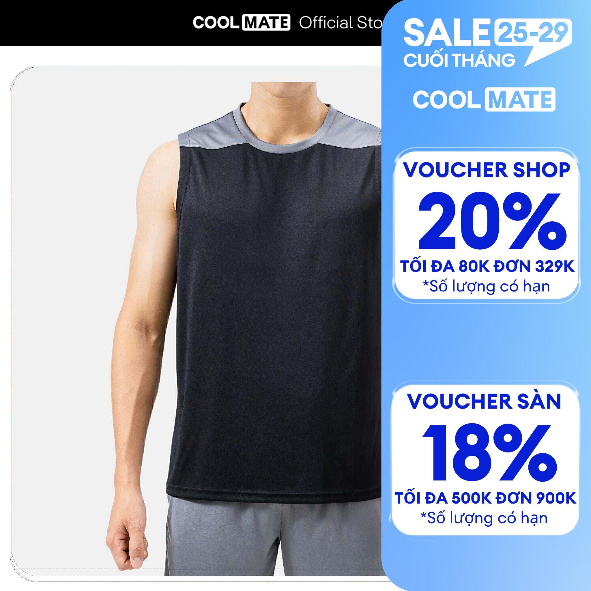[GIÁ TỐT][OUTLET - KHÔNG ĐỔI TRẢ]Áo Tanktop thể thao nam Active phối màu thoáng khí - Coolmate