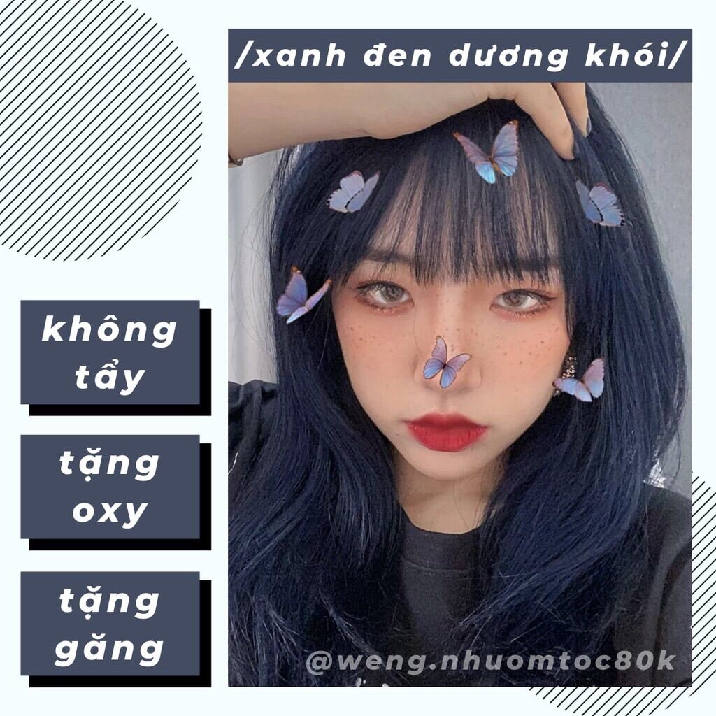 Thuốc Nhuộm Tóc Xanh Dương Đen Khói Tặng Oxi Trợ Nhuộm+Gang Tay