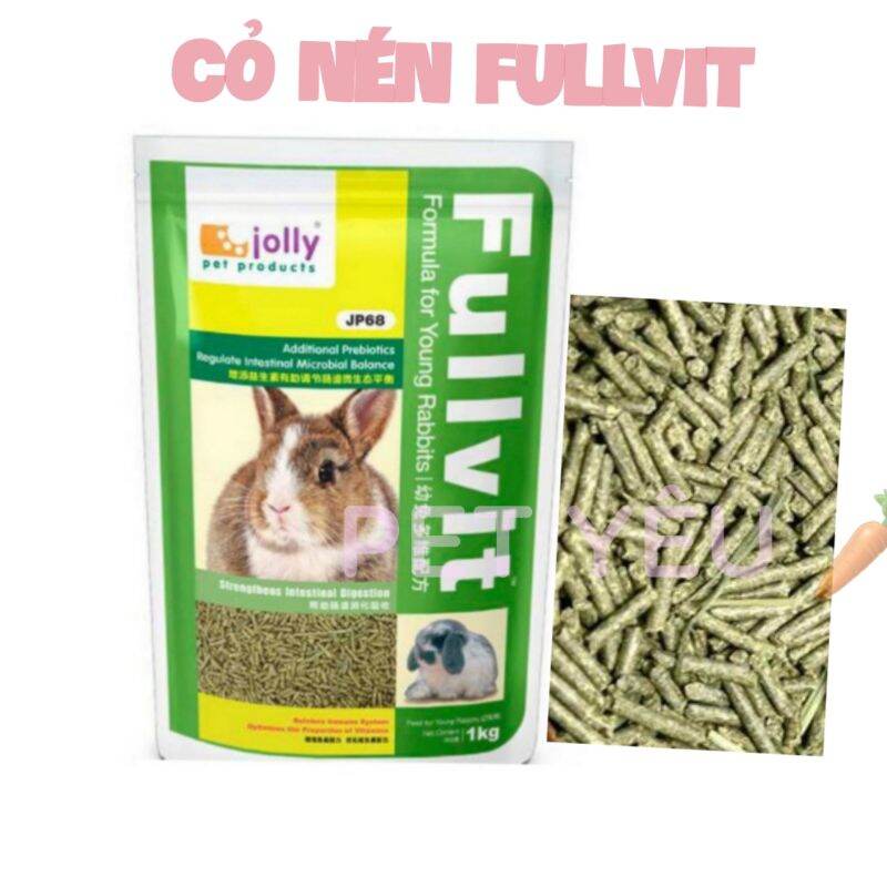 Cỏ nén FULLVIT 1kg thức ăn cho thỏ không hóa chất nguồn gốc từ thiên nhiên