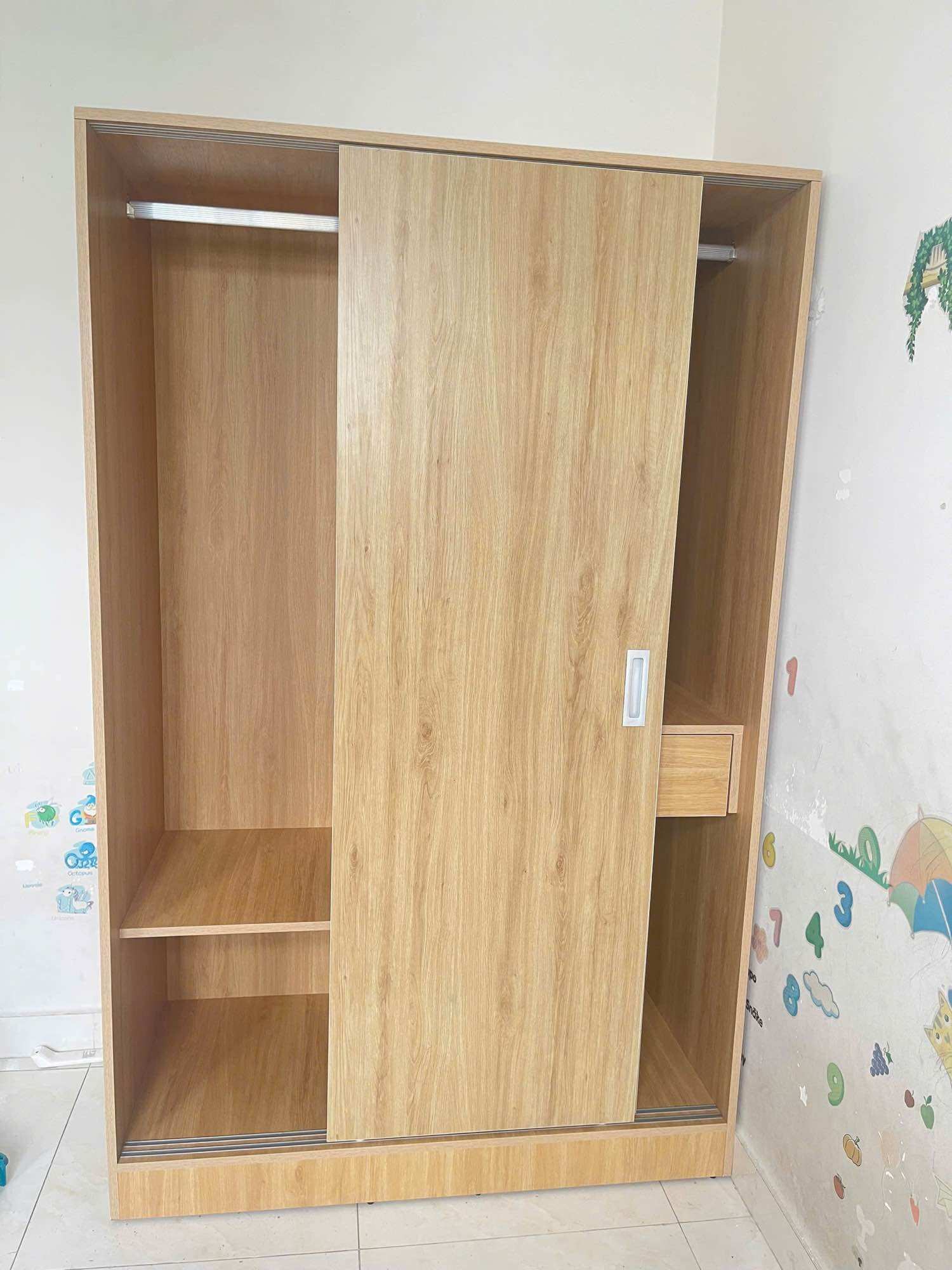 Tủ quần áo cửa lùa 1,2m gỗ MDF 17mm