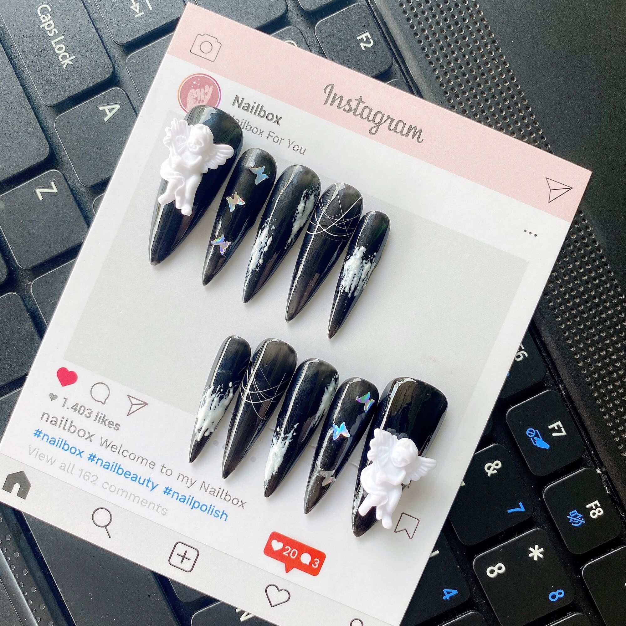 Nailbox thiết kế kèm keo và dũa _ mẫu thiên thần