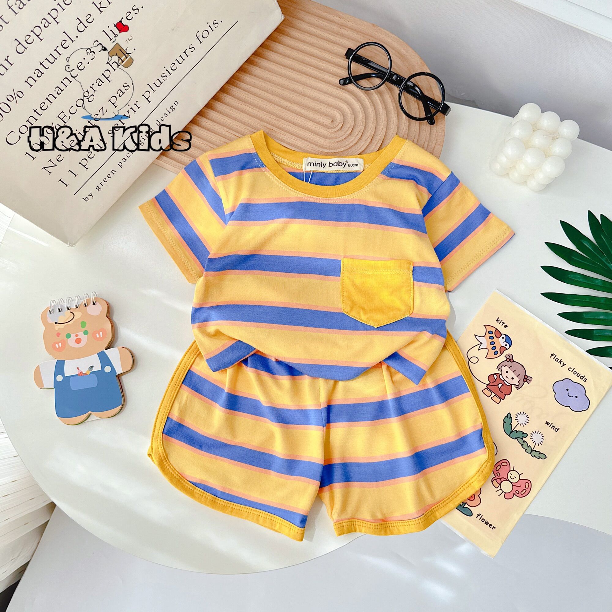 Bộ cộc tay sọc cho bé trai và gái