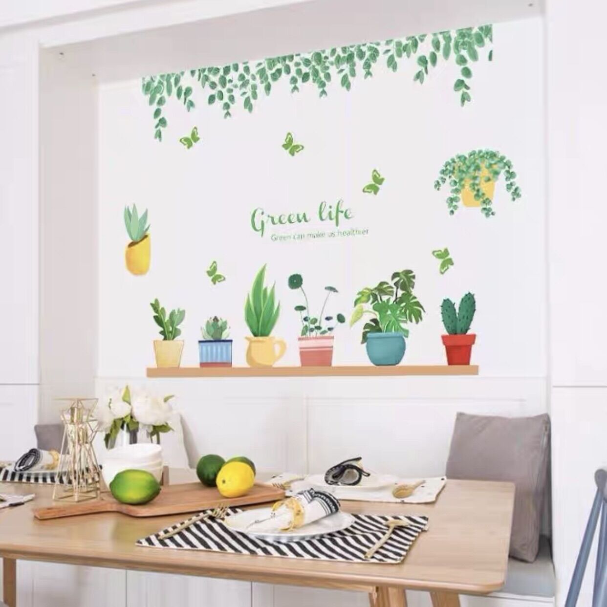 Decal dán tường, Tranh dán tường chậu cây green