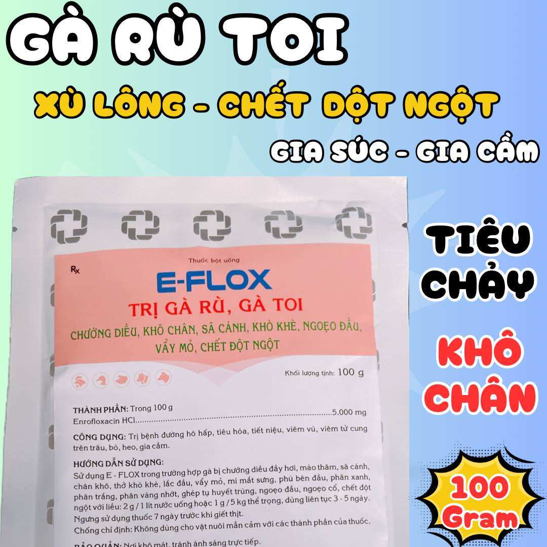 Gà rù gà toi phòng trị gà ù rù ủ rủ, xù lông, xệ cánh gói 100gram
