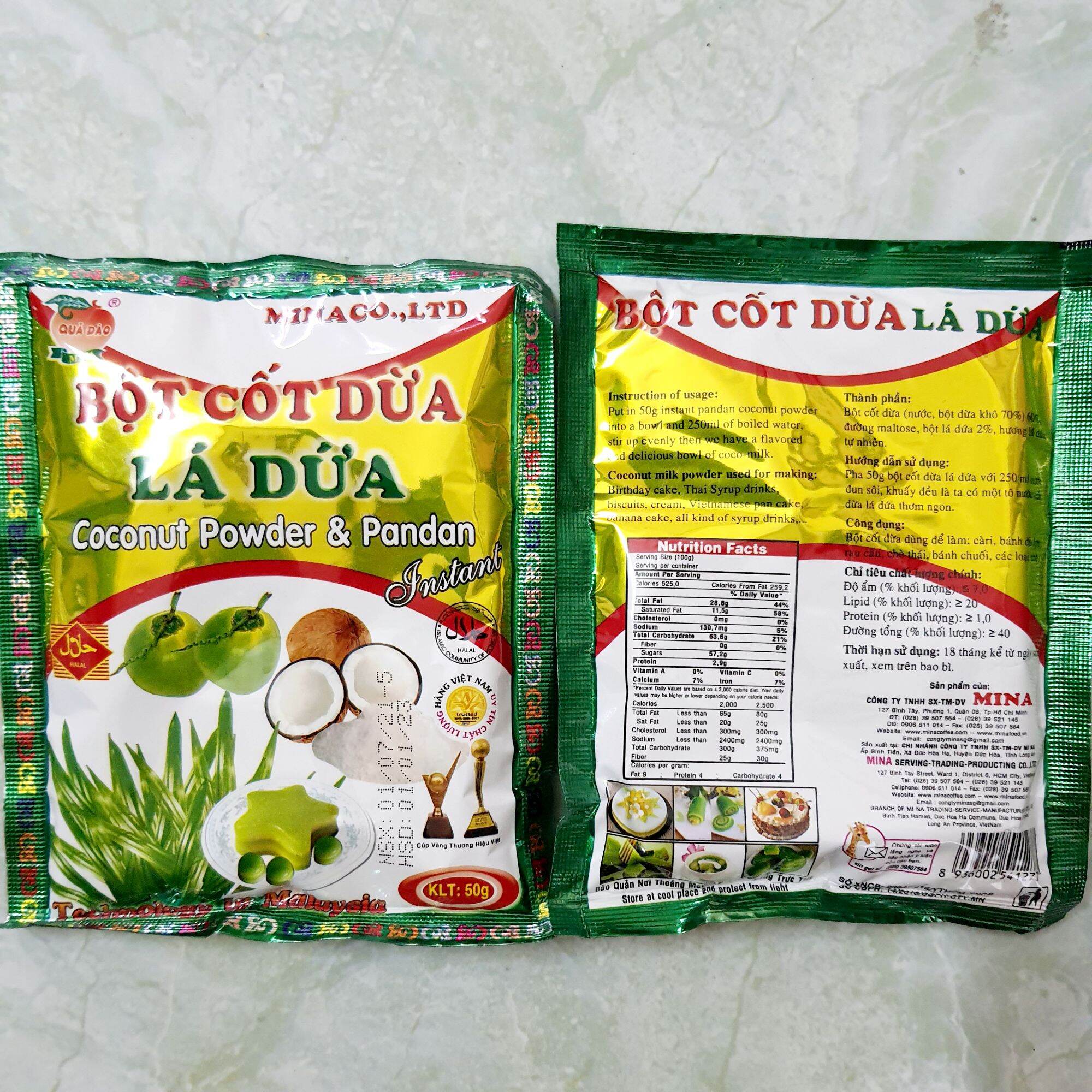 1 gói bột cốt dừa lá dứa 50g
