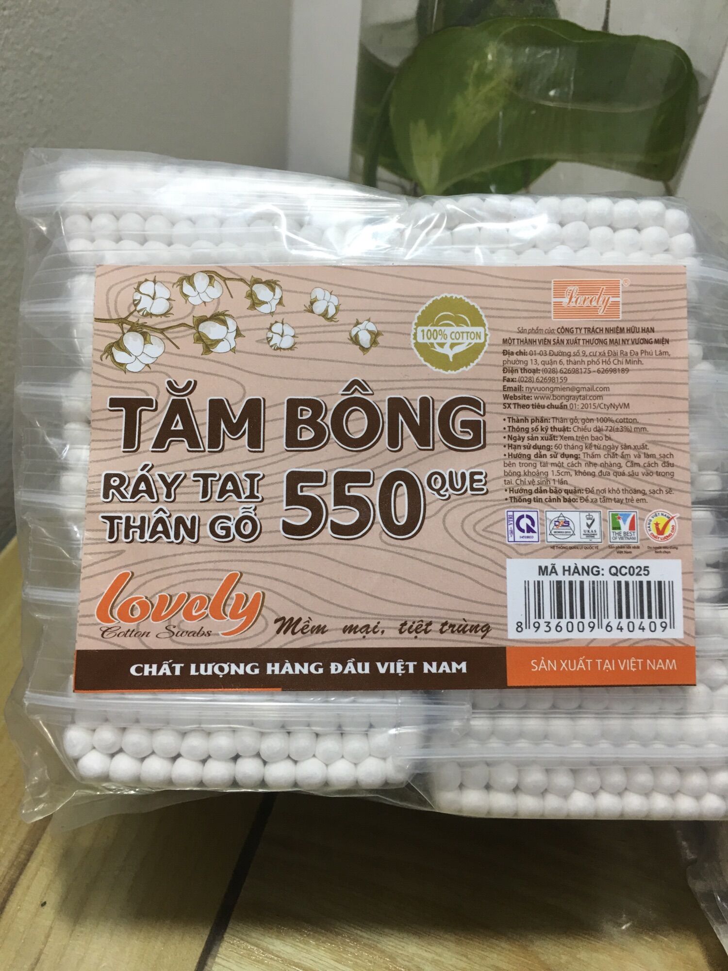 Tăm bông ráy tai thân gỗ - Lô 12 gói (550 que) LOVELY 100% cotton ...
