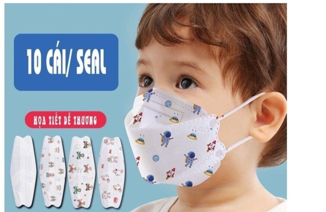 3 khẩu trang cho bé từ 1 - 10 tuổi / khẩu trang 4d kf94 phù hợp cho bé