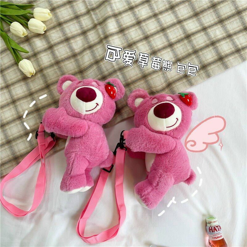 Túi đeo chéo gấu bông dâu tây cho bé