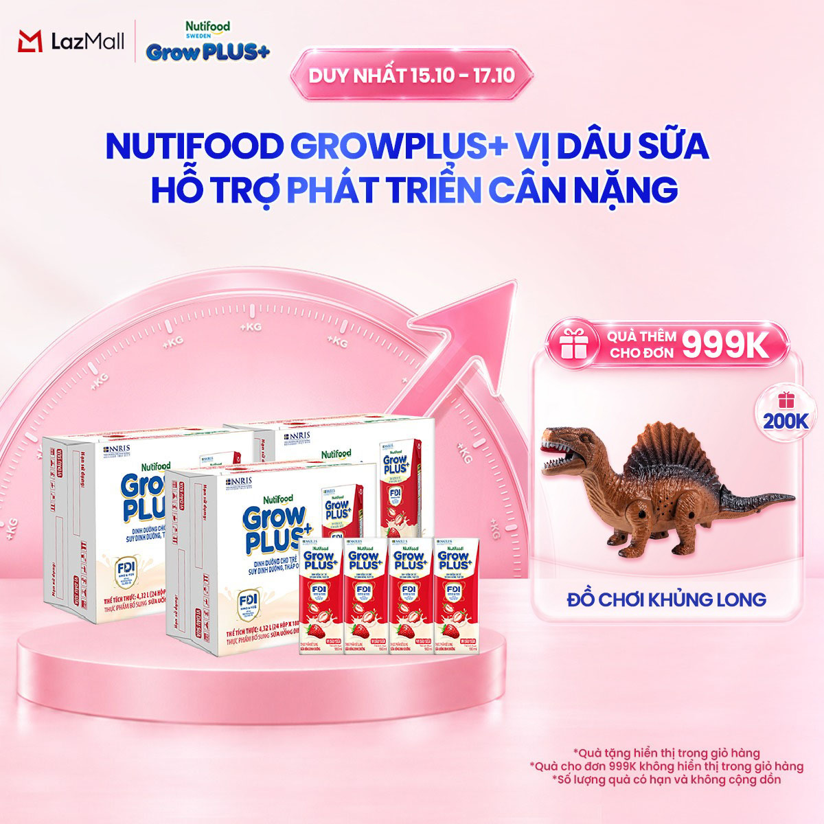 Combo 3 Thùng 24 hộp Sữa nước pha sẵn Nutifood GrowPLUS+ Vị Dâu Sữa hộp 180ml - Hỗ trợ phát triển cân nặng