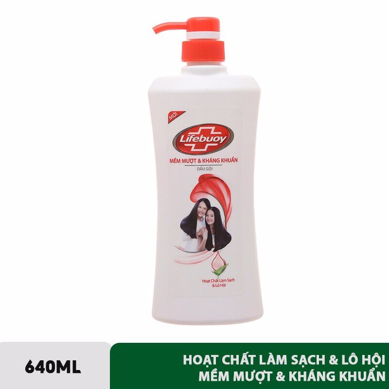 Dầu gội Lifebuoy 640g (Xanh Óng Ả, Đỏ Mềm Mượt Kháng Khuẩn)