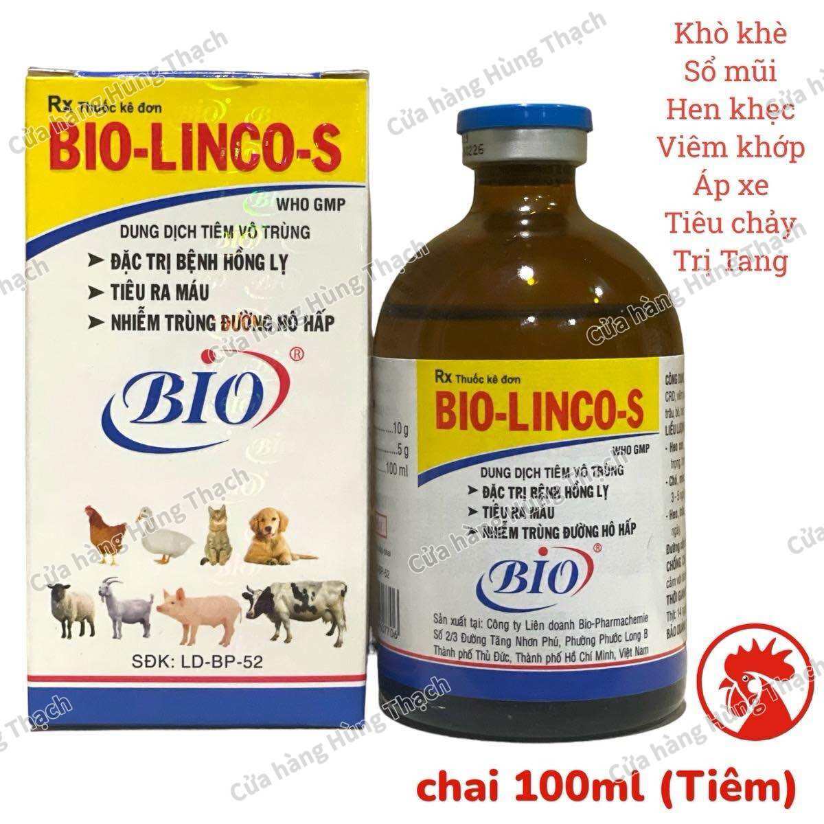 Bio Linco S 100ml khòkhèhohentiu chảy GàChóMèo gia súc. chăm sóc thú cưng