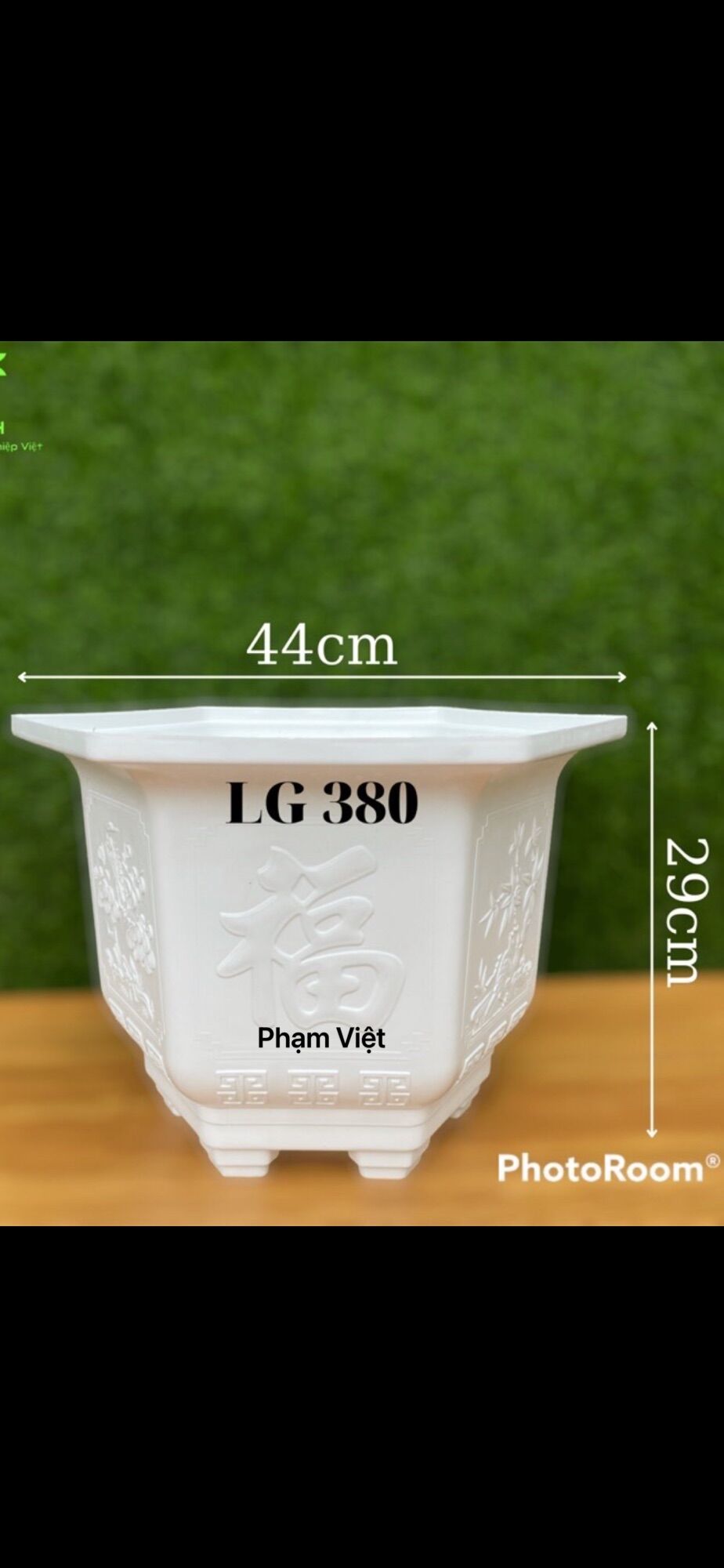 Chậu nhựa trồng cây 5 cái lục giác 380 màu trắng dày dặn