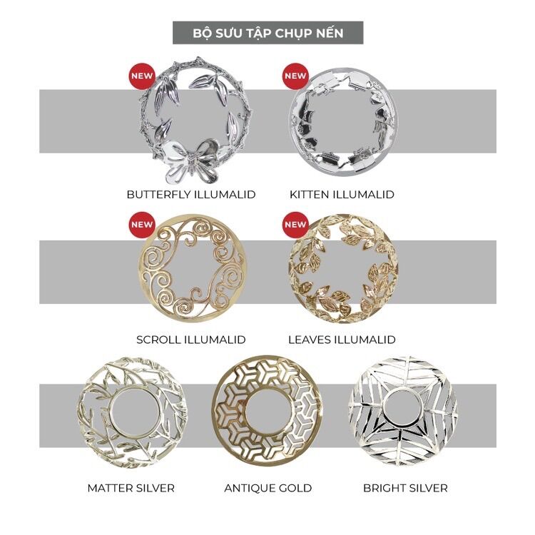 Chụp nến trang trí - Matte Silver