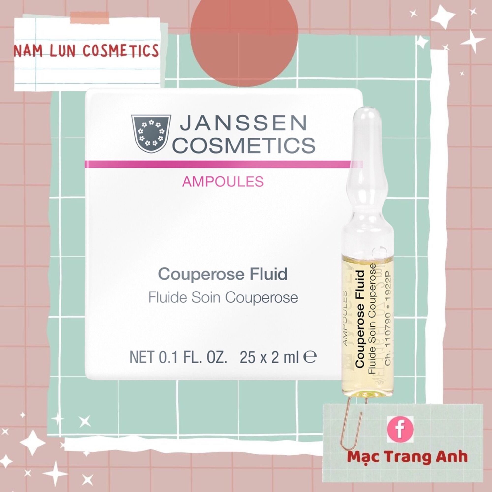 Tinh chất phục hồi giãn mao mạch Janssen Couperose Fluid Cómetics 5 ống