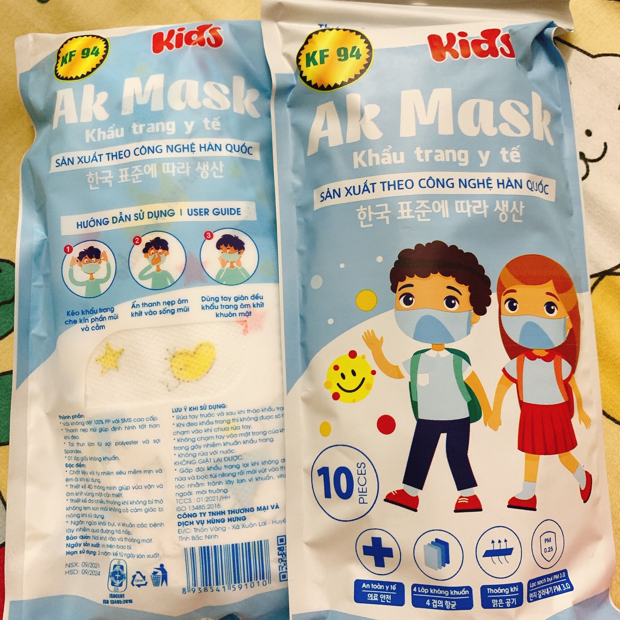Khẩu trang cho bé gái - Trai - ôm sát mặt- set 10 cái