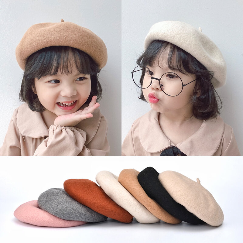 Mũ nồi trẻ em mùa thu đông mũ công chúa lông cừu cổ điển em bé bé bé gái mũ bí ngô gia đình mũ phớt bé gái