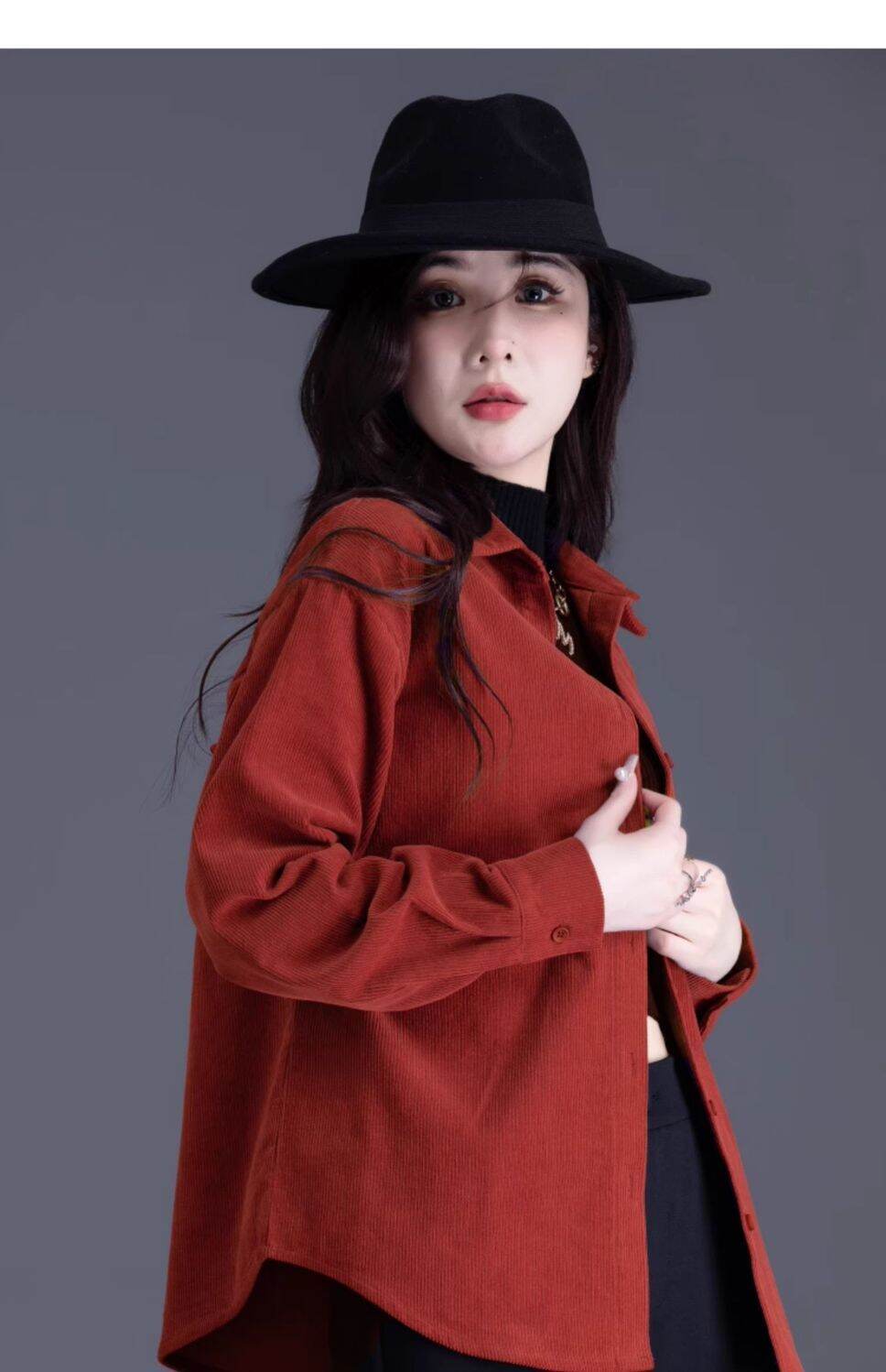 Áo Sơ Mi Nhung Màu Nâu Dài Tay Thời Trang Áo Khoác Ngoài Áo Khoác Ngoài Mùa Xuân Mới Đa Năng Áo Sơ M
