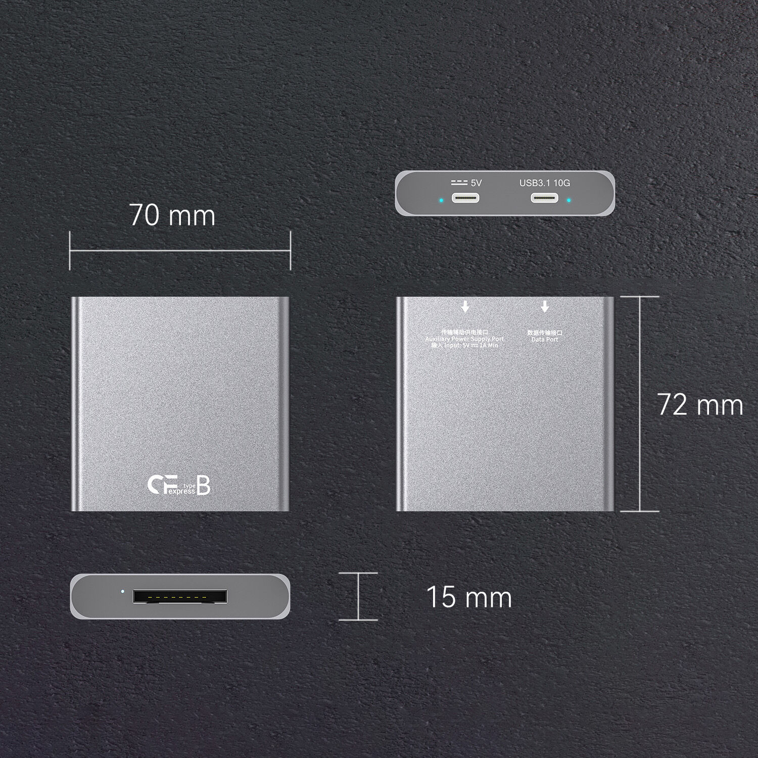 CF Express CFExpress Type-B | Đầu đọc thẻ nhớ CFExpress B USB 3.1 Gen2 High Speed 10Gbps tốc độ cao CF Express Type A Type B Card Reader
