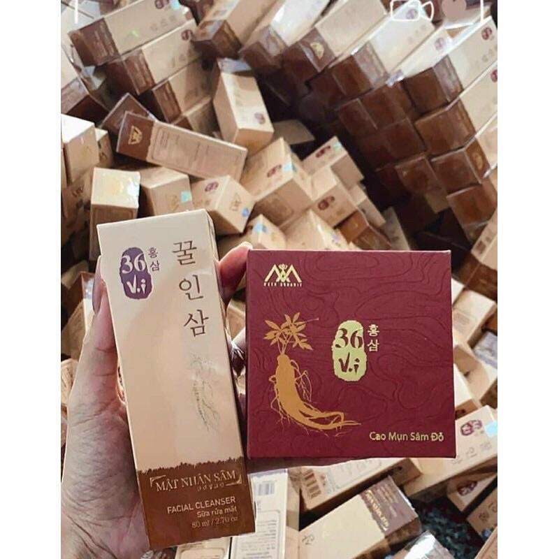 Combo sữa rửa mặt mật nhân sâm và cao mụn sâm đỏ 36 vị