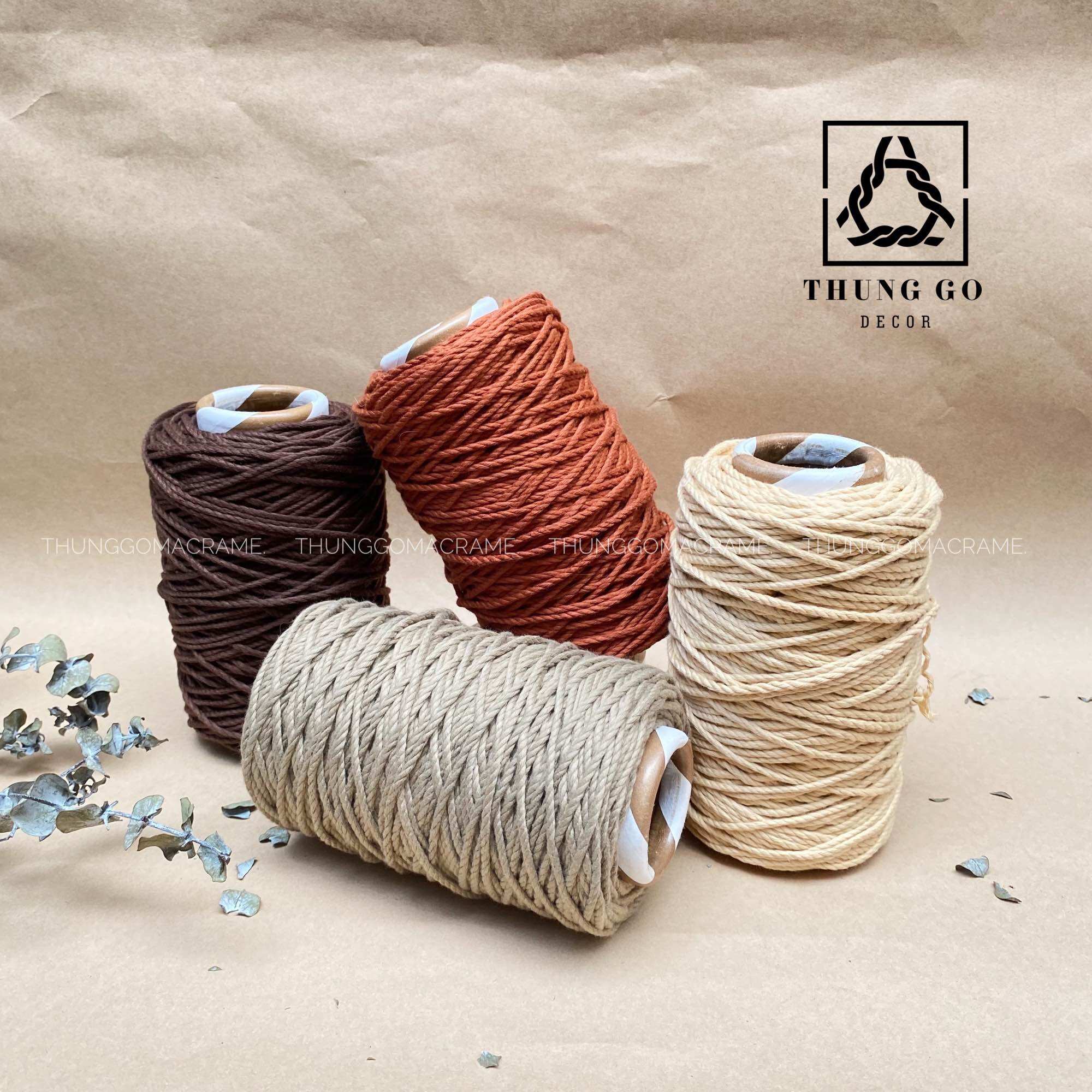 Dây thừng macrame màu NÂU SOCOLA 3mm 5mm