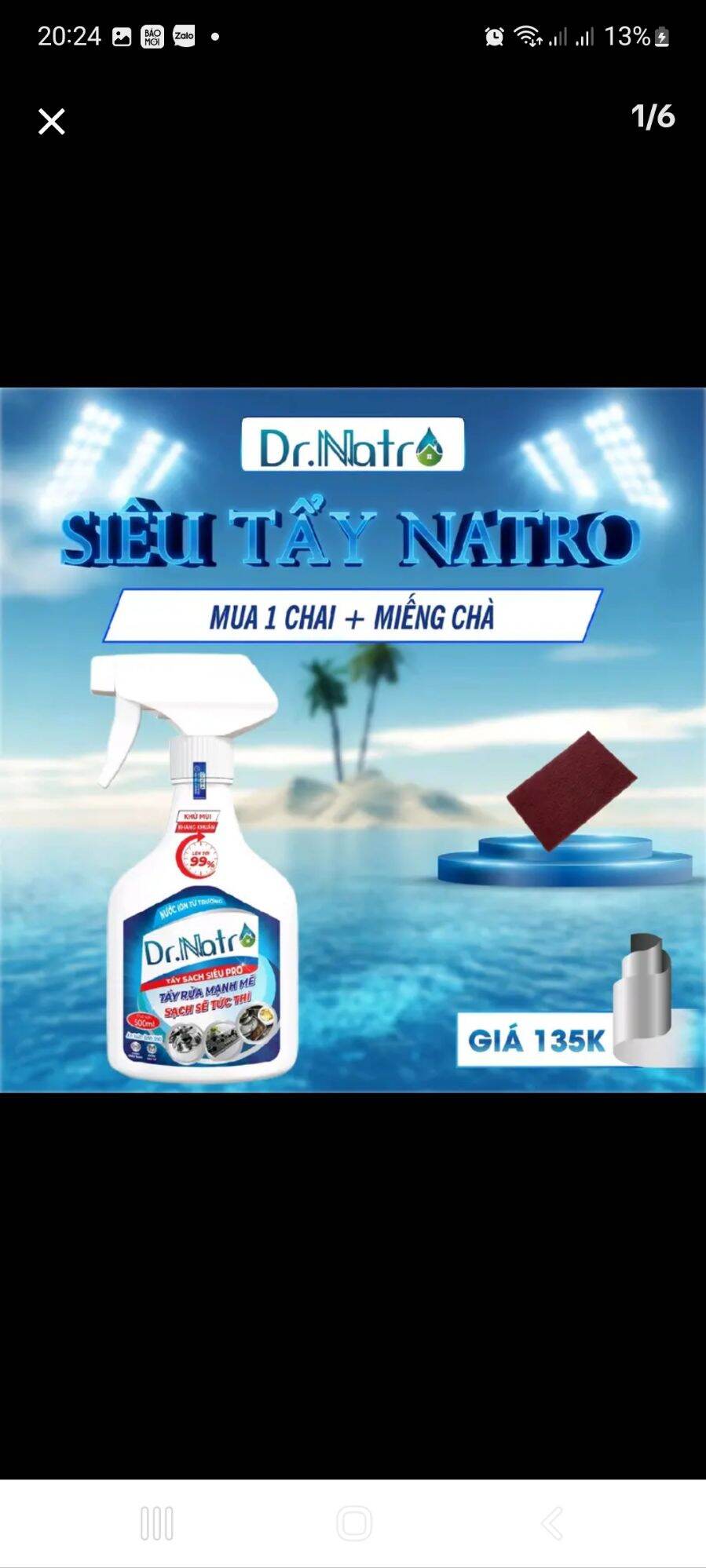 Combo Dr natro nước tẩy rửa đa năng 500ml kèm tặng miếng chà nhám