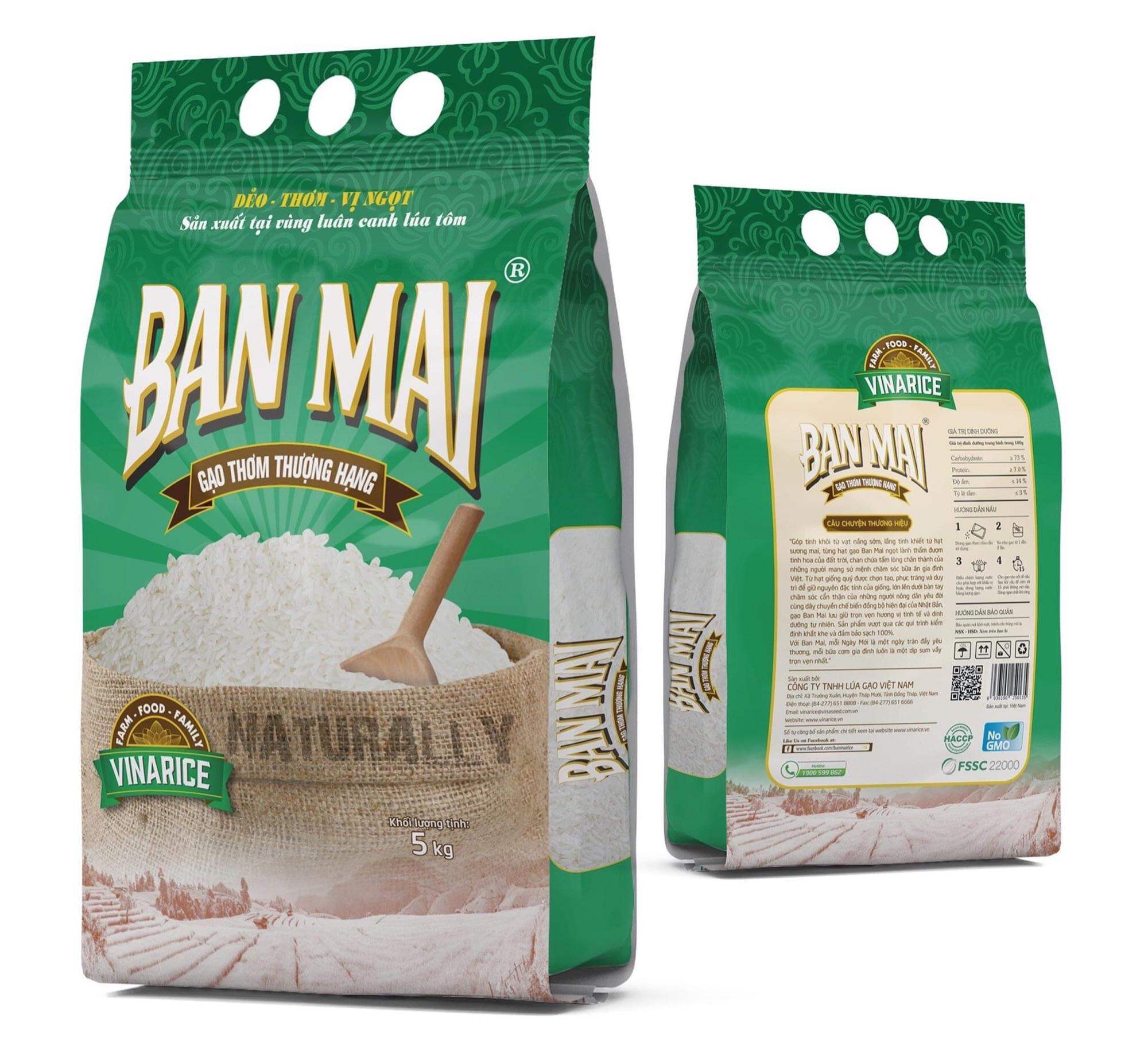 Gạo Long Lài thương hiệu Ban Mai túi 5kg