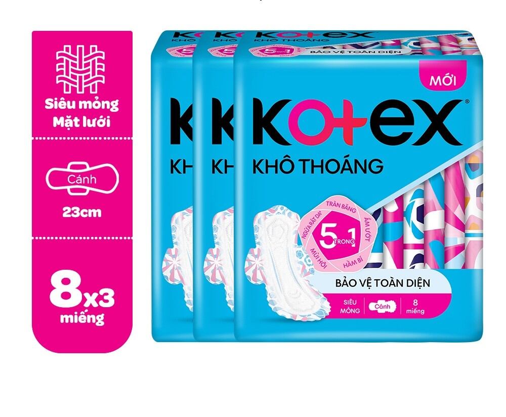 Lốc 8 gói băng vệ sinh kotex siêu mỏng cánh 23cm