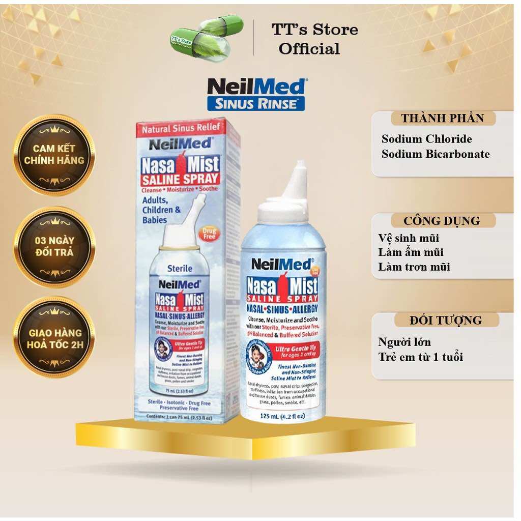 Dung dịch xịt rửa mũi NeilMed NasaMist Saline Spray Isotonic 75ml